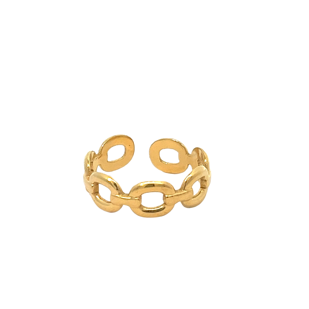 Gold plated steel ring with adaptable link