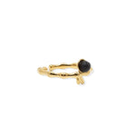 Load image into Gallery viewer, Gold plated steel ring with lava