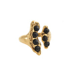 Load image into Gallery viewer, Gold plated steel ring with lava balls