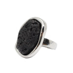 Load image into Gallery viewer, Silver bath ring adaptable black lava