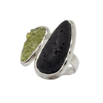 Load image into Gallery viewer, Lava and peridot adaptable ring