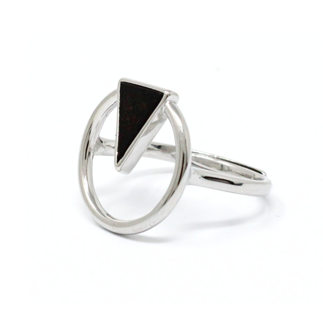 Silver and palm wood ring
