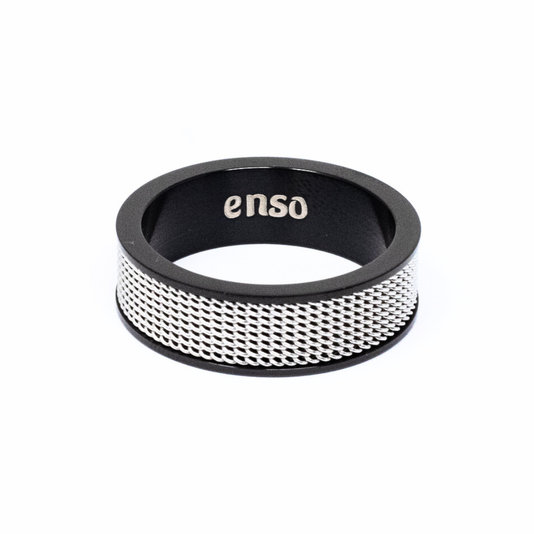 Black mesh steel ring