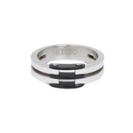Load image into Gallery viewer, Black steel and silver ring
