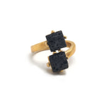 Load image into Gallery viewer,  Anillo acero baño oro lava cuadrado