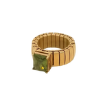 Load image into Gallery viewer,  Anillo acero baño oro olivina