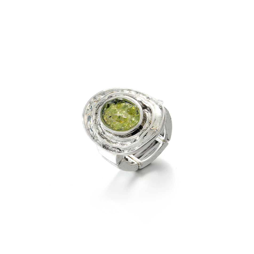 Anillo elastico olivina ovalado