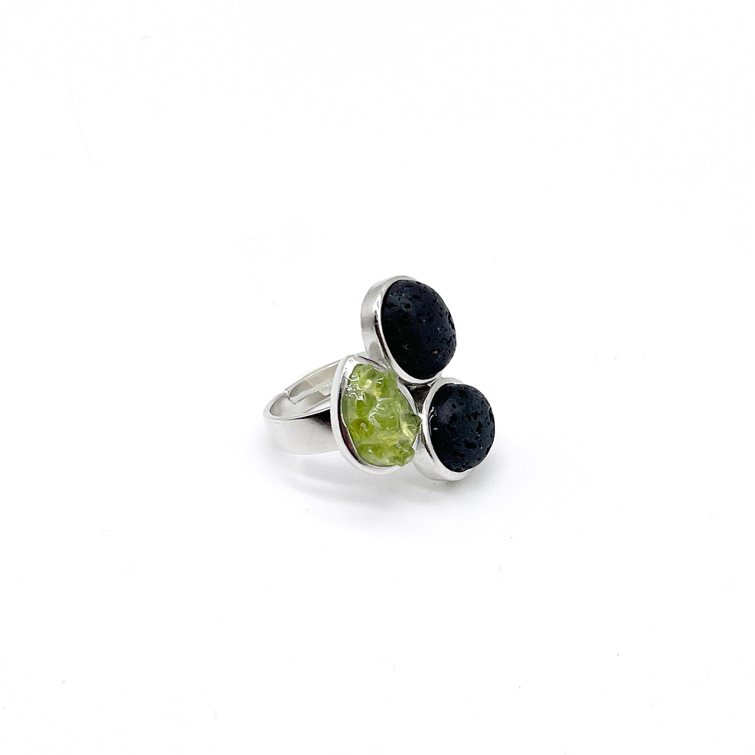 Anillo lava y olivina