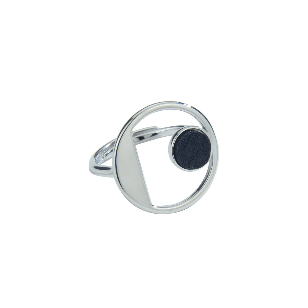 Anillo plata y madera de palmera