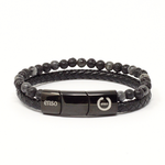 Load image into Gallery viewer, Lava leather bracelet, jasper, black clasp