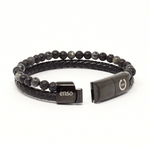 Load image into Gallery viewer, Lava leather bracelet, jasper, black clasp