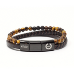 Load image into Gallery viewer, Double lava and tiger leather bracelet