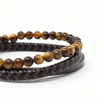 Load image into Gallery viewer, Double lava and tiger leather bracelet