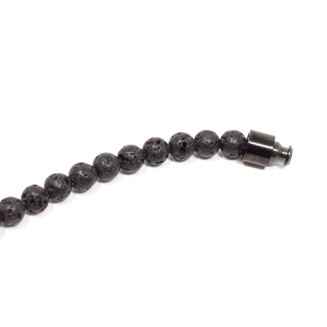 Double clasp lava ball bracelet