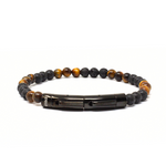 Load image into Gallery viewer, Lava and tiger eye double clasp bracelet