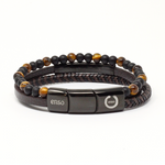 Load image into Gallery viewer, Triple lava and brown leather bracelet