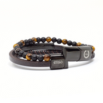Load image into Gallery viewer, Triple lava and brown leather bracelet