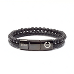 Load image into Gallery viewer, Lava leather and polished crystal bracelet