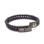 Load image into Gallery viewer, Lava leather and polished crystal bracelet