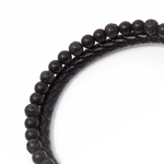 Load image into Gallery viewer, Lava leather and polished crystal bracelet
