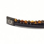 Load image into Gallery viewer, Lava and blue tiger eye triple bracelet