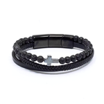 Load image into Gallery viewer, Triple lava cross bracelet