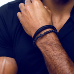 Load image into Gallery viewer, Triple lava cross bracelet