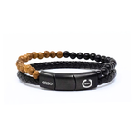 Load image into Gallery viewer, Black bracelet with wood and black balls
