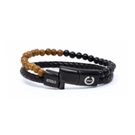 Load image into Gallery viewer, Black bracelet with wood and black balls