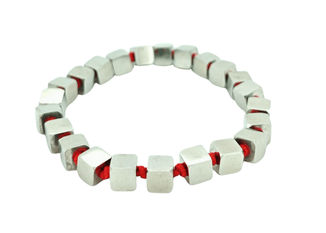 Pulsera hombre acero elastico rojo
