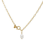 Load image into Gallery viewer, Pearl gold plated steel pendant