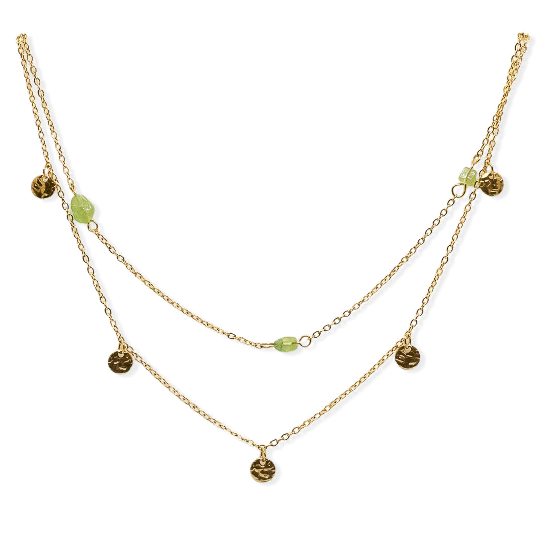 Double olivine gold plated steel pendant