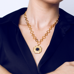 Load image into Gallery viewer, Lava gold plated steel cross pendant