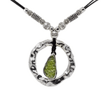 Load image into Gallery viewer, Peridot leather pendant