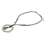 Load image into Gallery viewer, Peridot leather pendant