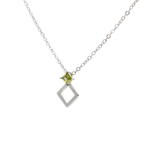 Load image into Gallery viewer, Silver and peridot rhombus pendant 2