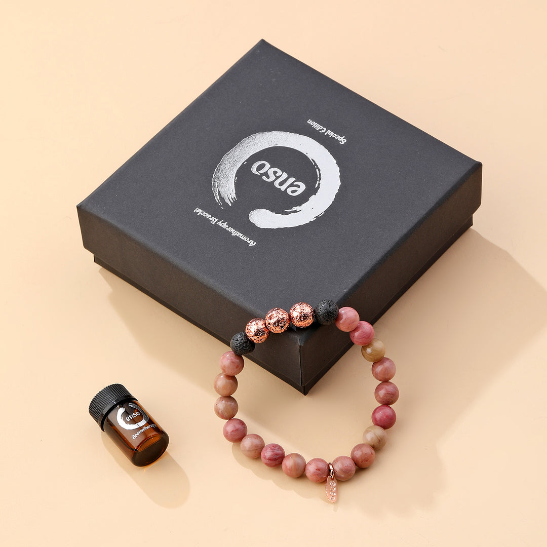 Pulsera de Cuarcita Rosa con Aromaterapia