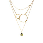 Load image into Gallery viewer,  Colgante acero baño oro olivina triple