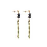 Load image into Gallery viewer, Gold plated steel earrings II lavas and olivine