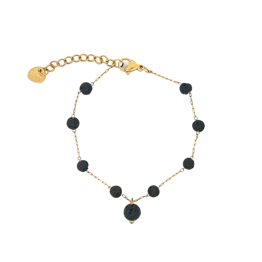 Gold plated steel bracelet with lavas