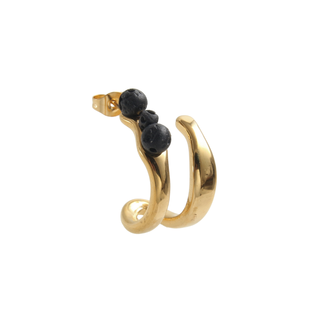Gold plated steel lava balls earrings