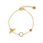 Load image into Gallery viewer, Gold plated olivine exagono steel bracelet