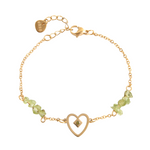 Load image into Gallery viewer, Gold plated steel olivine heart bracelet