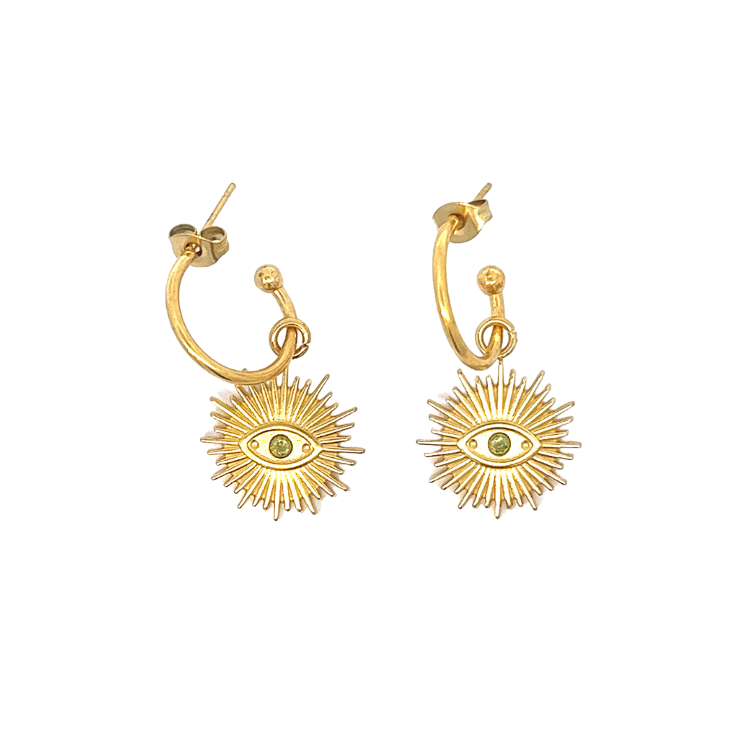 Sun gold plated steel earrings