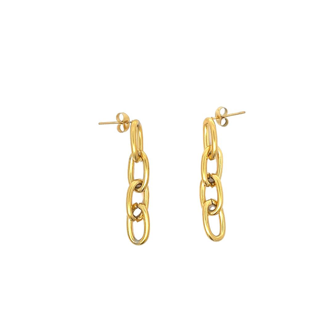 Gold plated steel link earrings