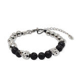 Load image into Gallery viewer, Zamak lava ball and skull bracelet