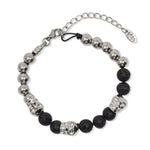 Load image into Gallery viewer, Zamak lava ball and skull bracelet