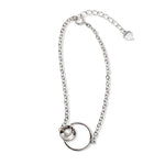 Load image into Gallery viewer, Silver Bracelet with Double Peridot Circle