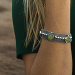 Load image into Gallery viewer, Peridot metal bracelet