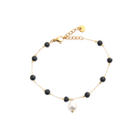 Load image into Gallery viewer, Lava gold plated and pearl bracelet